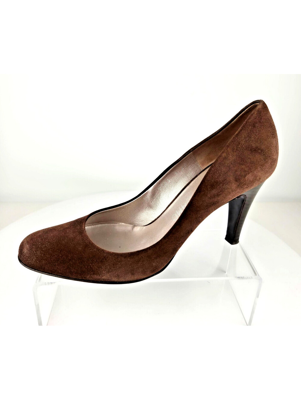 Vintage Salvatore Ferragamo NENE Brown Suede Pumps Size 9 AA 8cm Heel Italy